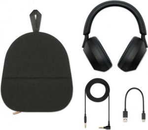 Boby Deals אודיו ואוזניות אוזניות קשת Over-Ear אלחוטיות עם ביטול רעשים Sony WH-1000XM5B ANC - צבע שחור